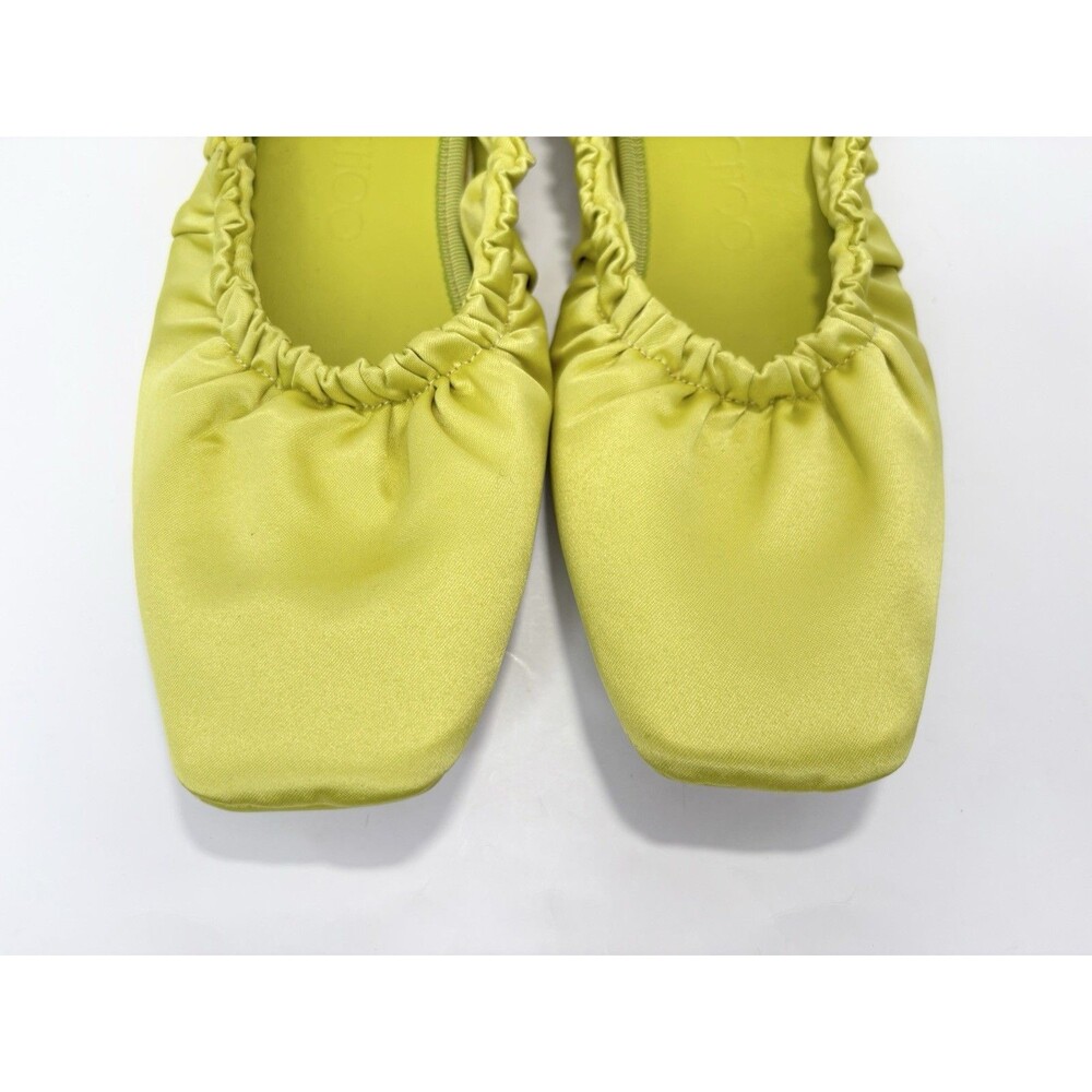 Jimmy Choo Bardo Flat Satin Slippers w Silk Eye Mask Gift Set Lime Green EU 36 6 - Picture 6 of 14
